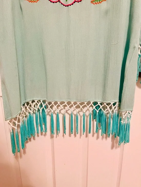 ✨ Z&L Europe Embroidered Boho Kimono Cardigan – Fringe Tassel Detail ✨ - Picture 10 of 14